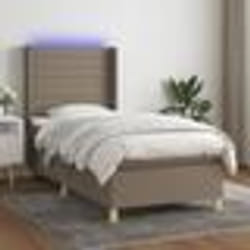vidaXL Sommier à lattes de lit matelas et LED Taupe 90x200 cm Tissu - 90 x 200 cm