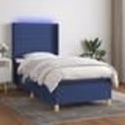 vidaXL Sommier à lattes de lit matelas et LED Bleu 90x200 cm Tissu - 90 x 200 cm