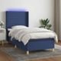 vidaXL Sommier à lattes de lit matelas et LED Bleu 90x200 cm Tissu - 90 x 200 cm