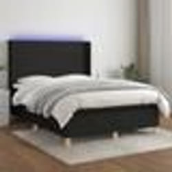 vidaXL Sommier à lattes de lit matelas et LED Noir 140x190 cm Tissu - 140 x 190 cm