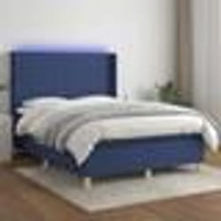 vidaXL Sommier à lattes de lit matelas et LED Bleu 140x190 cm Tissu - 140 x 190 cm