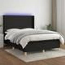vidaXL Sommier à lattes de lit matelas et LED Noir 140x200 cm Tissu - 140 x 200 cm
