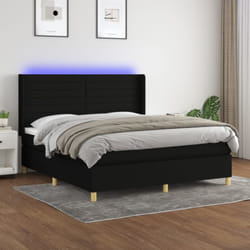 Vidaxl Sommier À Lattes De Lit Matelas Et Led Noir 180x200 Cm Tissu