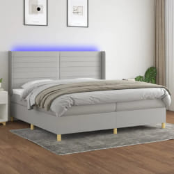 VIDAXL Sommier LED avec Matelas 200x200 cm - Gris clair