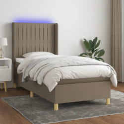 vidaXL Sommier à lattes et LED - Taupe 80x200 cm
