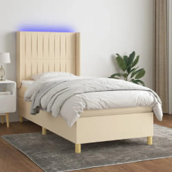 vidaXL Lit avec matelas et LED - Crème - 80x200 cm