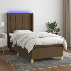 vidaXL Sommier à lattes avec matelas LED - Marron foncé 90x190 cm