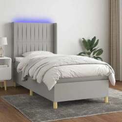 vidaXL Sommier à lattes avec matelas et LED 90x200 cm - Gris clair