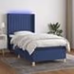 vidaXL Sommier à lattes de lit matelas et LED Bleu 90x200 cm Tissu - 90 x 200 cm