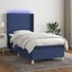 vidaXL Sommier à lattes de lit matelas et LED Bleu 90x200 cm Tissu - 90 x 200 cm