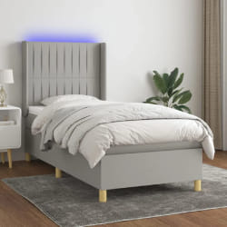 vidaXL Sommier à lattes de lit avec LED Gris clair 100x200 cm
