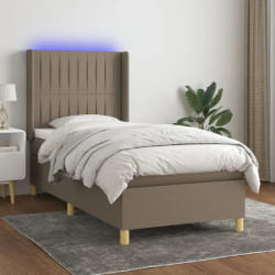 vidaXL Sommier à lattes de lit avec LED - Taupe
