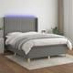 vidaXL Sommier à lattes de lit matelas LED Gris foncé 140x190 cm Tissu - 140 x 190 cm