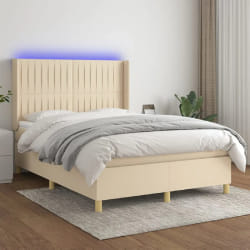 VidaXL avec matelas et LED - Crème 140x190 cm