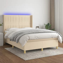 vidaXL Sommier & Matelas LED Crème