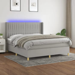 vidaXL sommier à lattes de lit LED - Gris clair 160x200 cm