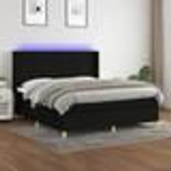 vidaXL Sommier à lattes de lit matelas et LED Noir 160x200 cm Tissu - 160 x 200 cm