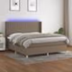 vidaXL Sommier à lattes de lit matelas et LED Taupe 160x200 cm Tissu - 160 x 200 cm