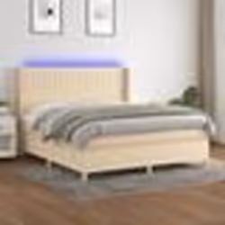 vidaXL Sommier à lattes de lit matelas et LED Crème 160x200 cm Tissu - 160 x 200 cm