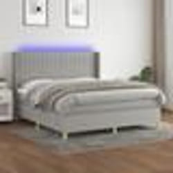 vidaXL Sommier à lattes de lit matelas LED Gris clair 180x200 cm Tissu - 180 x 200 cm