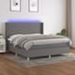 vidaXL Sommier à lattes de lit matelas LED Gris foncé 180x200 cm Tissu - 180 x 200 cm