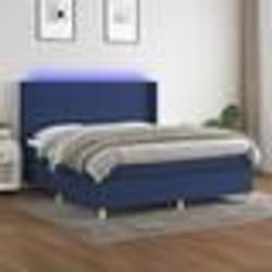 vidaXL Sommier à lattes de lit matelas et LED Bleu 180x200 cm Tissu - 180 x 200 cm