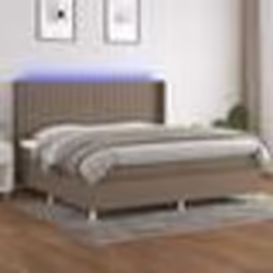 vidaXL Sommier à lattes de lit matelas et LED Taupe 200x200 cm Tissu - 200 x 200 cm