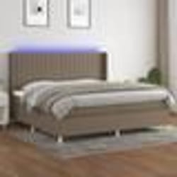 vidaXL Sommier à lattes de lit matelas et LED Taupe 200x200 cm Tissu - 200 x 200 cm