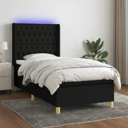 vidaXL Sommier à lattes avec matelas et LED - Noir - 90x190 cm