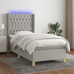 VidaXL Sommier à lattes et matelas LED 90x200 cm - Gris clair