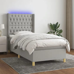 VIDAXL Sommier à lattes avec matelas - LED Gris clair 100x200 cm