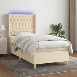 vidaXL Sommier LED - Crème 100x200 cm