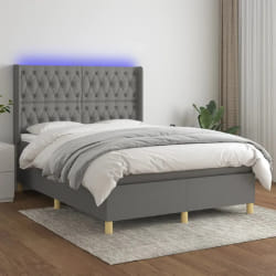 vidaXL Sommier à lattes avec matelas 140x190 cm LED Gris foncé