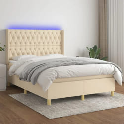 VIDAXL Sommier à Lattes avec Matelas LED 140x190 cm Crème