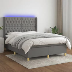 vidaXL Sommier à lattes et LED Gris foncé 140x200 cm Tissu