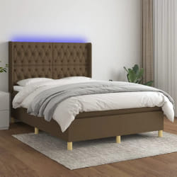 vidaXL - Sommier à lattes matelas LED marron 140x200 cm.