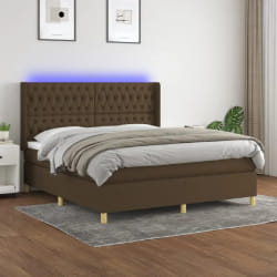 vidaXL Sommier tapissier - 160x200 cm - Marron foncé avec LED