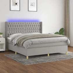 vidaXL Sommier avec LED - Gris clair 180x200 cm