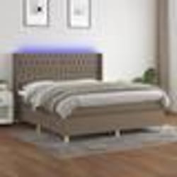vidaXL Sommier à lattes de lit matelas et LED Taupe 180x200 cm Tissu - 180 x 200 cm