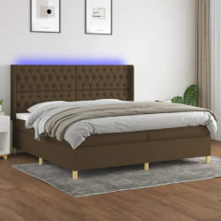vidaXL Sommier à lattes lit matelas LED 200x200 cm Marron foncé
