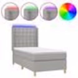vidaXL Sommier à lattes de lit matelas LED Gris clair 90x190cm Tissu - 90 x 190 cm