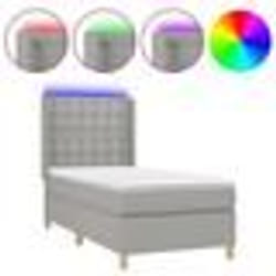 vidaXL Sommier à lattes de lit matelas LED Gris clair 90x190cm Tissu - 90 x 190 cm