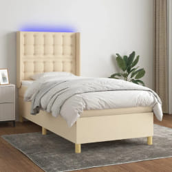 vidaXL sommier à lattes de lit LED - Crème 90x190 cm