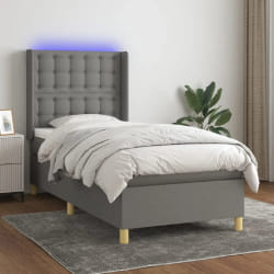 VidaXL Sommier et matelas LED - Gris foncé 90x200 cm