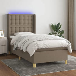 vidaXL Sommier à lattes de lit matelas et LED 100x200 cm Taupe