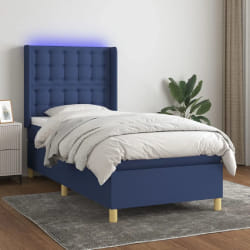 VIDAXL Sommier à lattes avec LED - Lit Bleu 100x200 cm