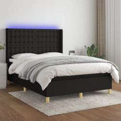 VIDAXL Sommier avec Matelas et LED 140x190cm Noir