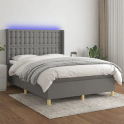 VIDAXL Lit avec LED - Gris foncé - 140x200 cm