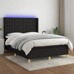 vidaXL Sommier à lattes de lit matelas et LED - Noir 140x200 cm