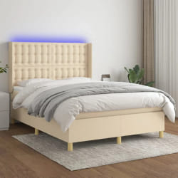 Sommier à lattes vidaXL avec LED - Crème